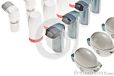 Isolated Colored plastic inhalers Stock Photo