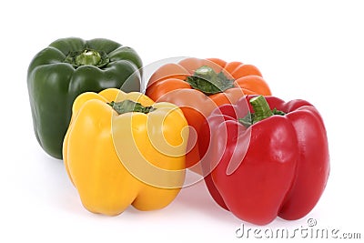 Isolated colorful bell peppers Stock Photo