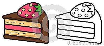 Isolated colorful and black and white cupcake for coloring book Vector Illustration