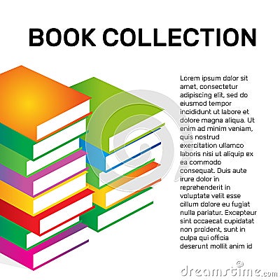 Isolated colorful books collection vector logo. School logotype. Vector Illustration