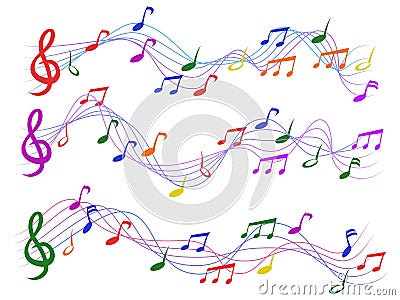 Colorful musical notes Vector Illustration