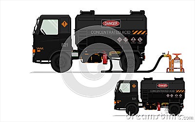 Isolated concentrated acid truck on white background Vector Illustration