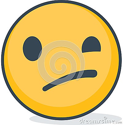 Isolated Confused smiley emoticon. Isolated emoticon. Vector Illustration