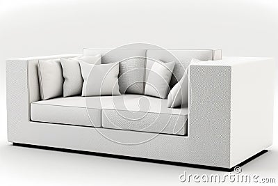 Isolated contemporary sofa. Isolated on white, a plush sofa in a modern living room Stock Photo
