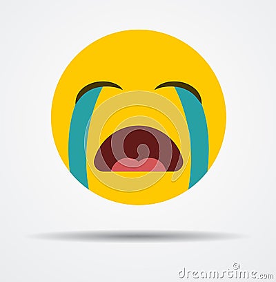 Isolated Crying emoticon in a flat design. Vector Illustration