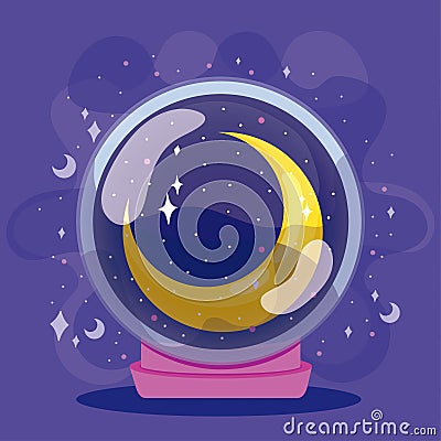 Isolated crystal ball with a moon symbol Vector Vector Illustration