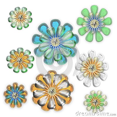 Isolated crystal snowflake blooms Stock Photo