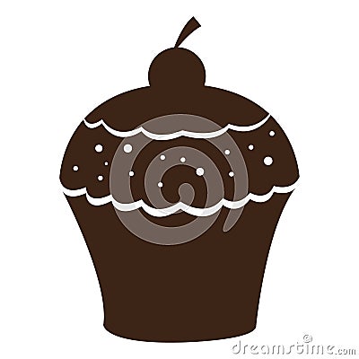 Isolated cupcake silhouette Vector Illustration