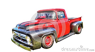 Isolated custom painted Ford pickup truck on a white background Editorial Stock Photo