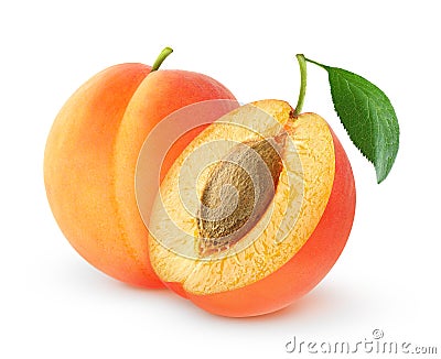 Isolated cut apricots Stock Photo
