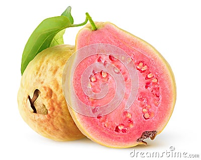 Isolated cut yellow guavas Stock Photo