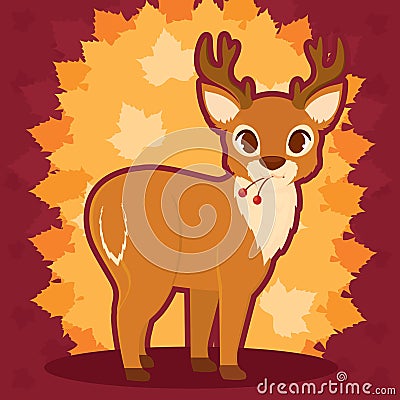 Isolated cute deer autumn animal character Vector Vector Illustration