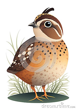 Isolated Cute Quail illustration design Generative AI Cartoon Illustration