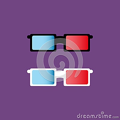 Isolated 3d glasses. Color icon. Vector illustration. Vector Illustration