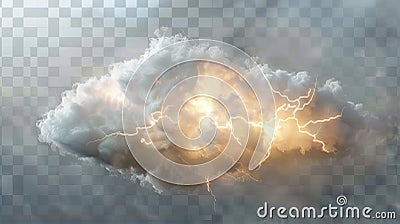 An isolated 3d modern impulse of a realistic meteorology thunderbolt accompanied by a thunderstorm, electric discharge Stock Photo