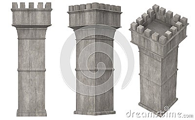 Isolated 3d render illustration of medieval castle tower Cartoon Illustration