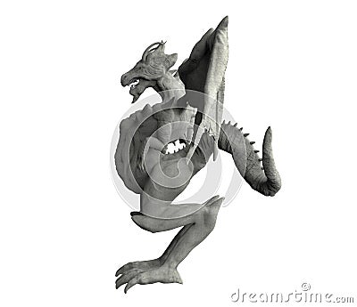 Isolated 3d render image of stone dragon statue Cartoon Illustration