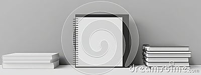 An isolated 3D spiral-bound notebook stack with white paper on a transparent background. A notepad mockup featuring an Stock Photo
