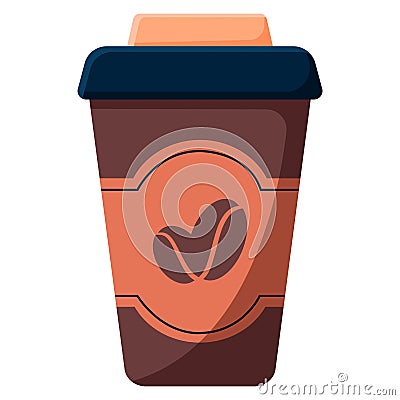 Isolated dark brown coffee paper cup Vector Illustration