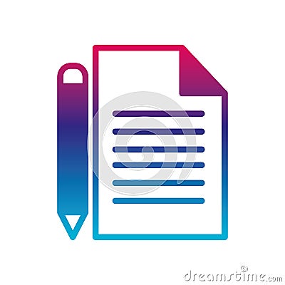 Isolated data document and pencil gradient line style icon vector design Vector Illustration