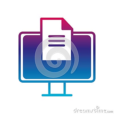 Isolated digital computer and document gradient line style icon vector design Vector Illustration