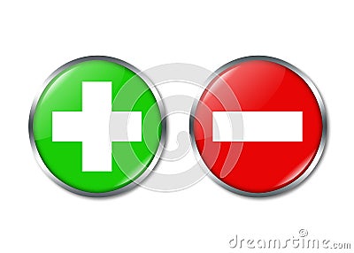 Isolated digital illustration of the positive and negative sign buttons Cartoon Illustration