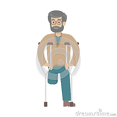 Isolated disabled man. Vector Illustration