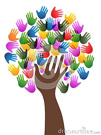 Isolated diversity hands tree background Vector Illustration