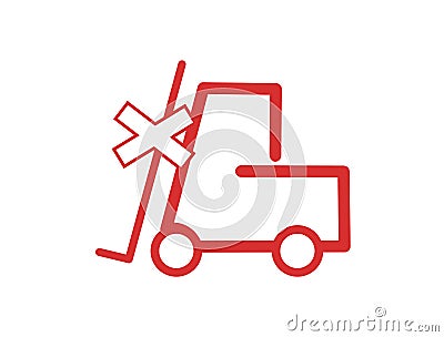 Isolated Do Not Use Forklift icon. Concept of labels and packaging. Vector Illustration