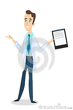 Isolated doctor with clipboard. Vector Illustration
