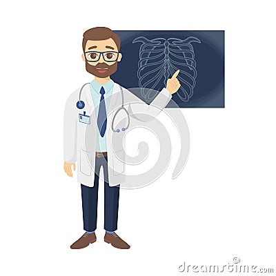 Isolated doctor with x ray. Vector Illustration