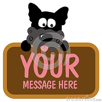 Isolated dog holding sign Vector Illustration