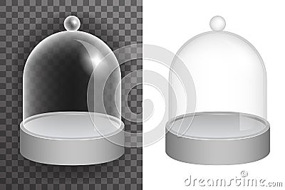 Isolated dome glass showcase box isolated 3d realistic shop glossy mockup transparent background design vector Vector Illustration