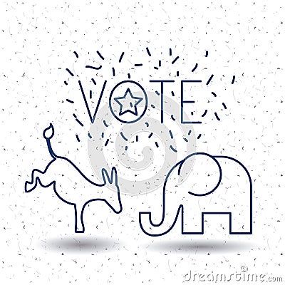 Isolated Donkey and elephant of vote concept Vector Illustration