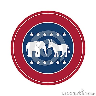Isolated donkey and elephant of vote design Cartoon Illustration