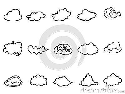 Doodle cloud outline icons set Vector Illustration