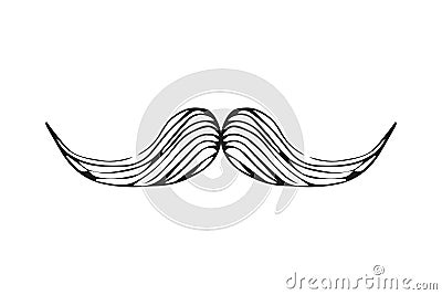 Isolated doodle style moustache sketch Vector Illustration