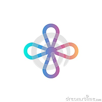 Isolated dotted line art logo template. Abstract linear logotype. Colorful geometric icon. Vector Illustration