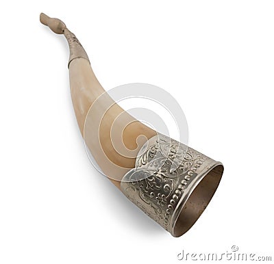 Isolated drinking horn Stock Photo