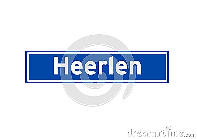 Heerlen isolated Dutch place name sign. City sign from the Netherlands. Stock Photo