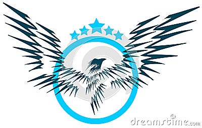 Isolated stylized Eagle with stars Stock Photo