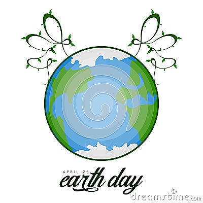 Isolated Earth with a vintage ornament Vector Illustration