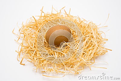 Isolated egg on nest with white background Stock Photo