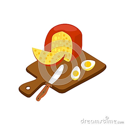 Isolated Eggs and Cheese Slices on a White Background Vector Composition Vector Illustration