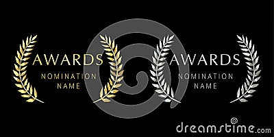 Awards logotype stained glass crystal palms branches Vector Illustration