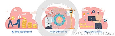 Isolated Elements with Characters Perform Value Engineering Concept. Systematic Approach Vector Illustration Vector Illustration