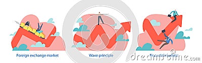 Isolated Elements Presenting People on Curve Arrow Charts. Volatility Refers To The Degree Of Fluctuation Or Variability Vector Illustration