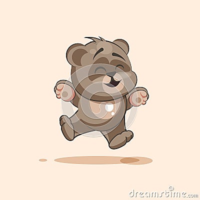 Isolated Emoji character cartoon Bear jumping for joy, happy sticker emoticon Vector Illustration