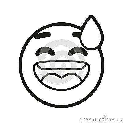 Isolated emoji face of a sweat smile Vector Illustration