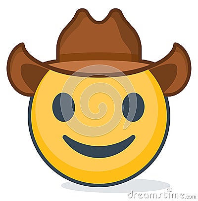 Isolated emoticon wearing cowboy hat. Isolated emoticon. Vector Illustration